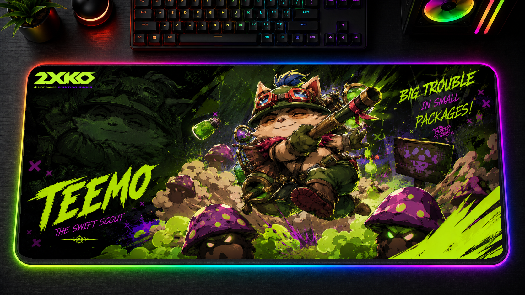 2XKO inspired XXL gaming mouse pad 08 LED RGB version, 3 mm thick