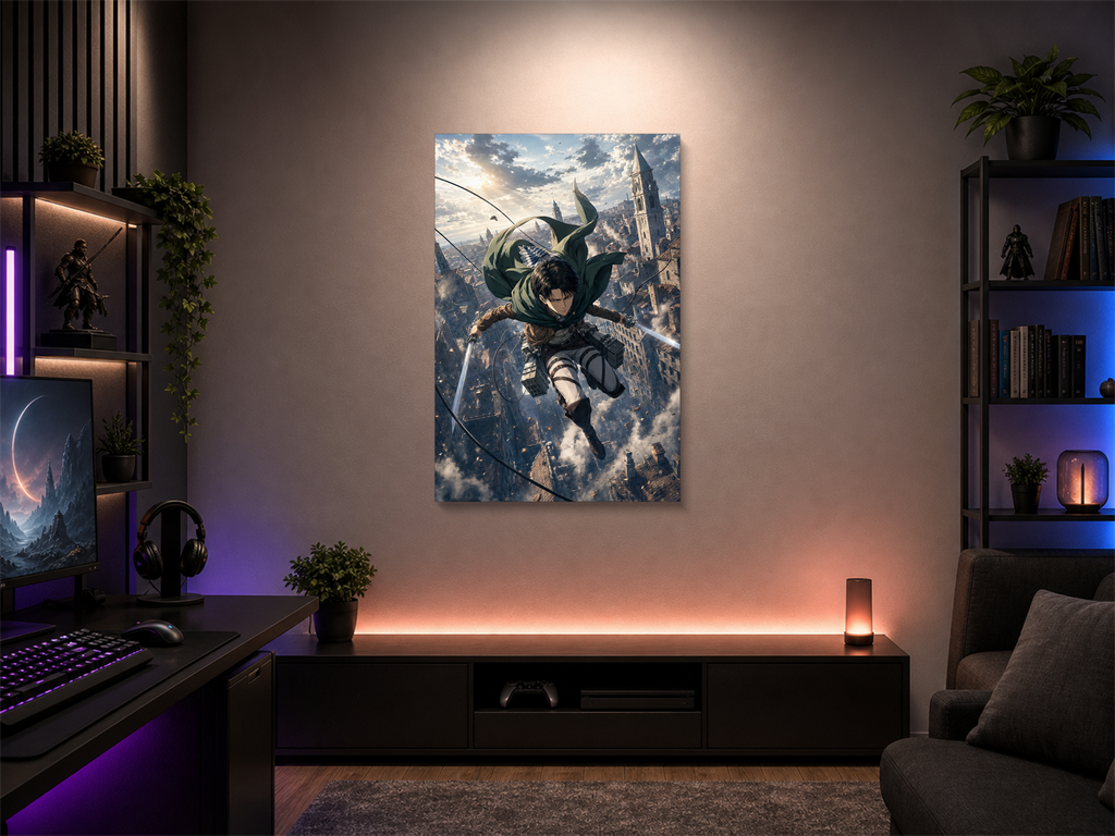 Attack on Titan inspired canvas poster room mockup 01