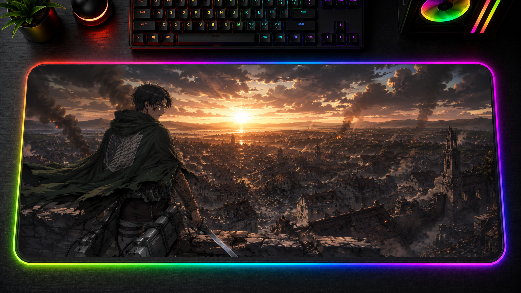Attack on Titan inspired XXL RGB LED gaming mouse pad 01, 3 mm thick