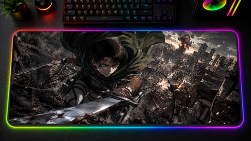 Attack on Titan inspired XXL RGB LED gaming mouse pad 02, 3 mm thick