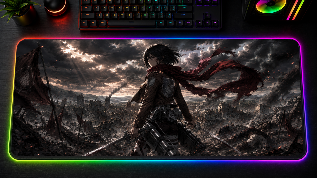 Attack on Titan inspired XXL RGB LED gaming mouse pad 03, 3 mm thick