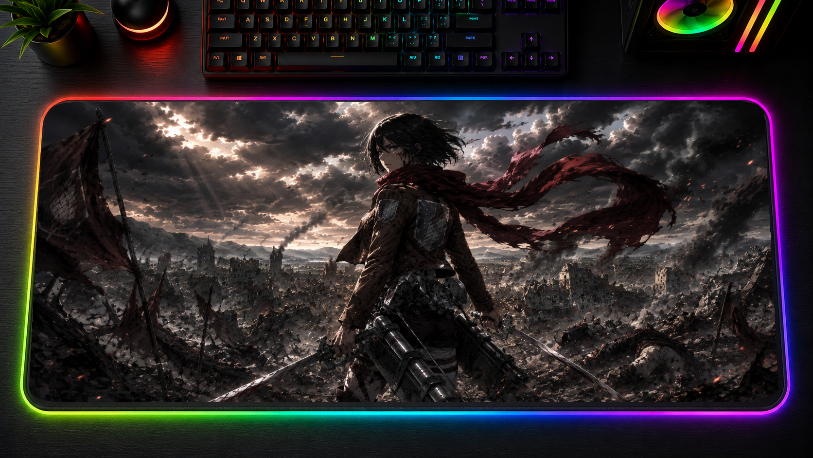 Attack on Titan inspired XXL RGB LED gaming mouse pad 03, 3 mm thick