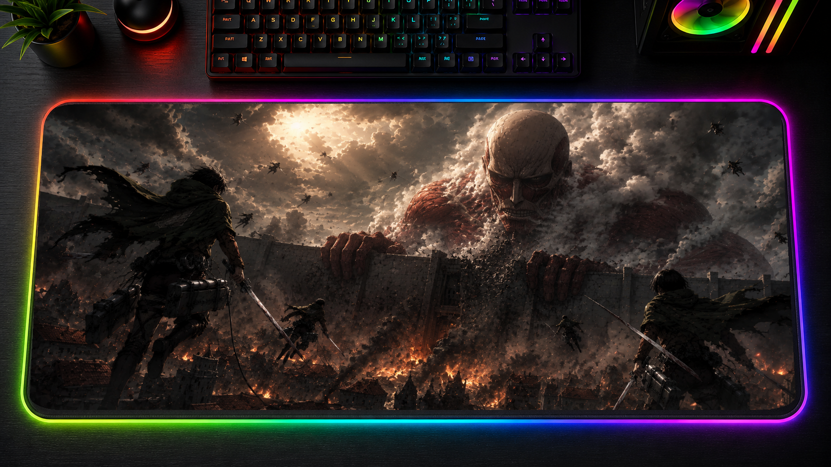 Attack on Titan inspired XXL RGB LED gaming mouse pad 04, 3 mm thick