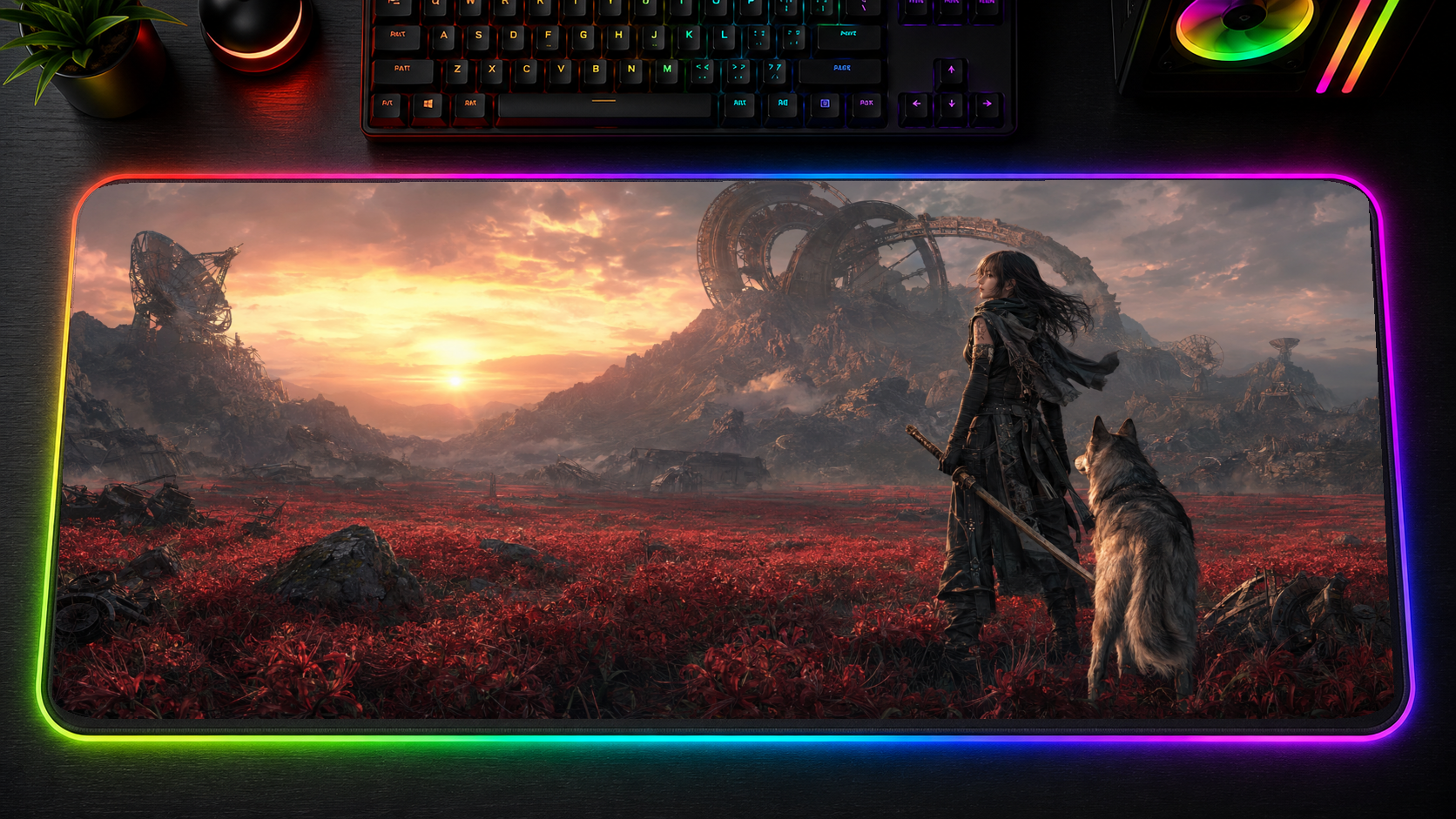 Beast of Reincarnation inspired XXL gaming mouse pad 01 LED RGB version, 3 mm thick