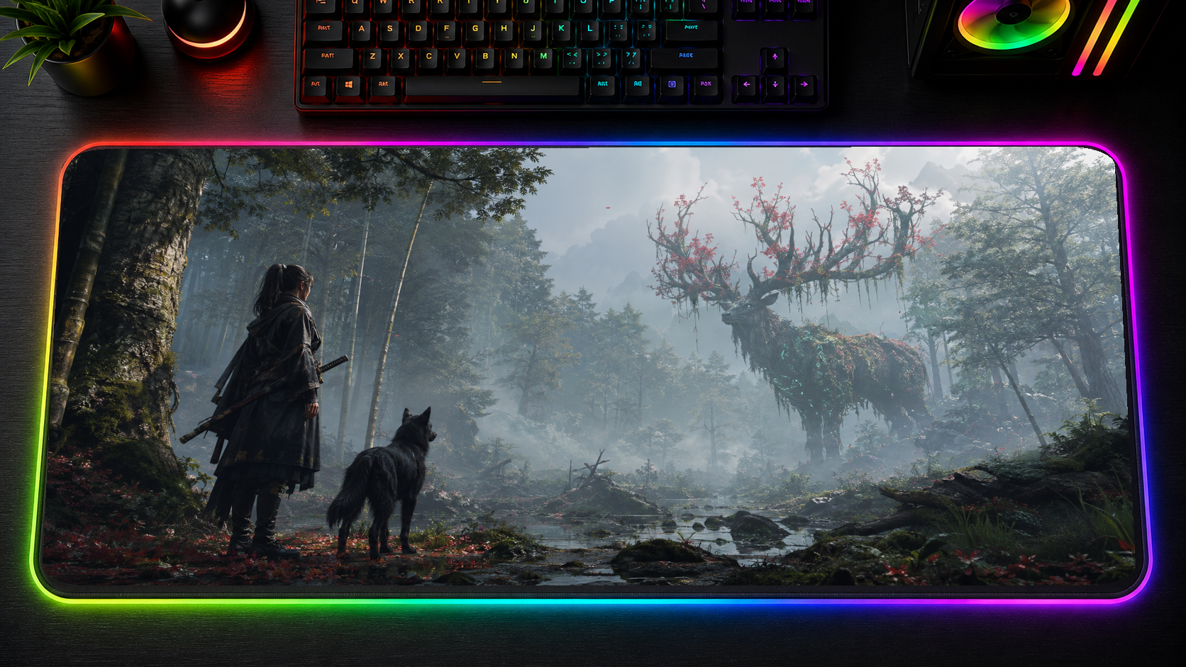 Beast of Reincarnation inspired XXL gaming mouse pad 02 LED RGB version, 3 mm thick