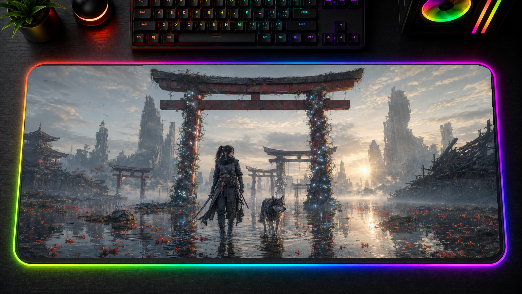 Beast of Reincarnation inspired XXL gaming mouse pad 06 LED RGB version, 3 mm thick