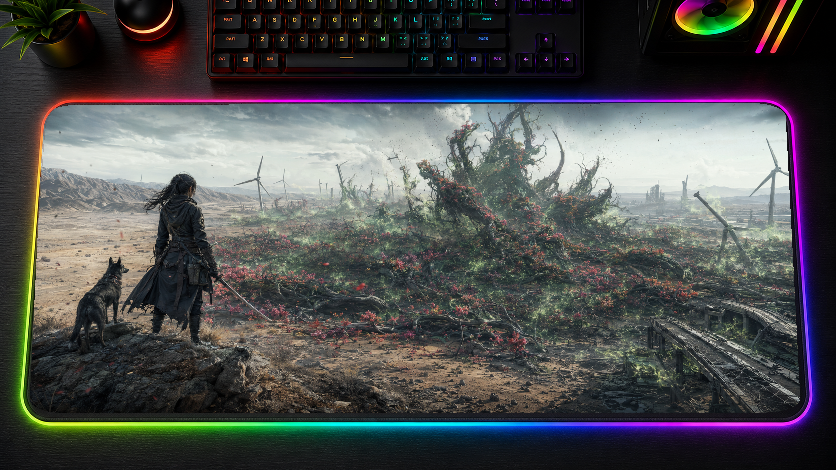 Beast of Reincarnation inspired XXL gaming mouse pad 07 LED RGB version, 3 mm thick