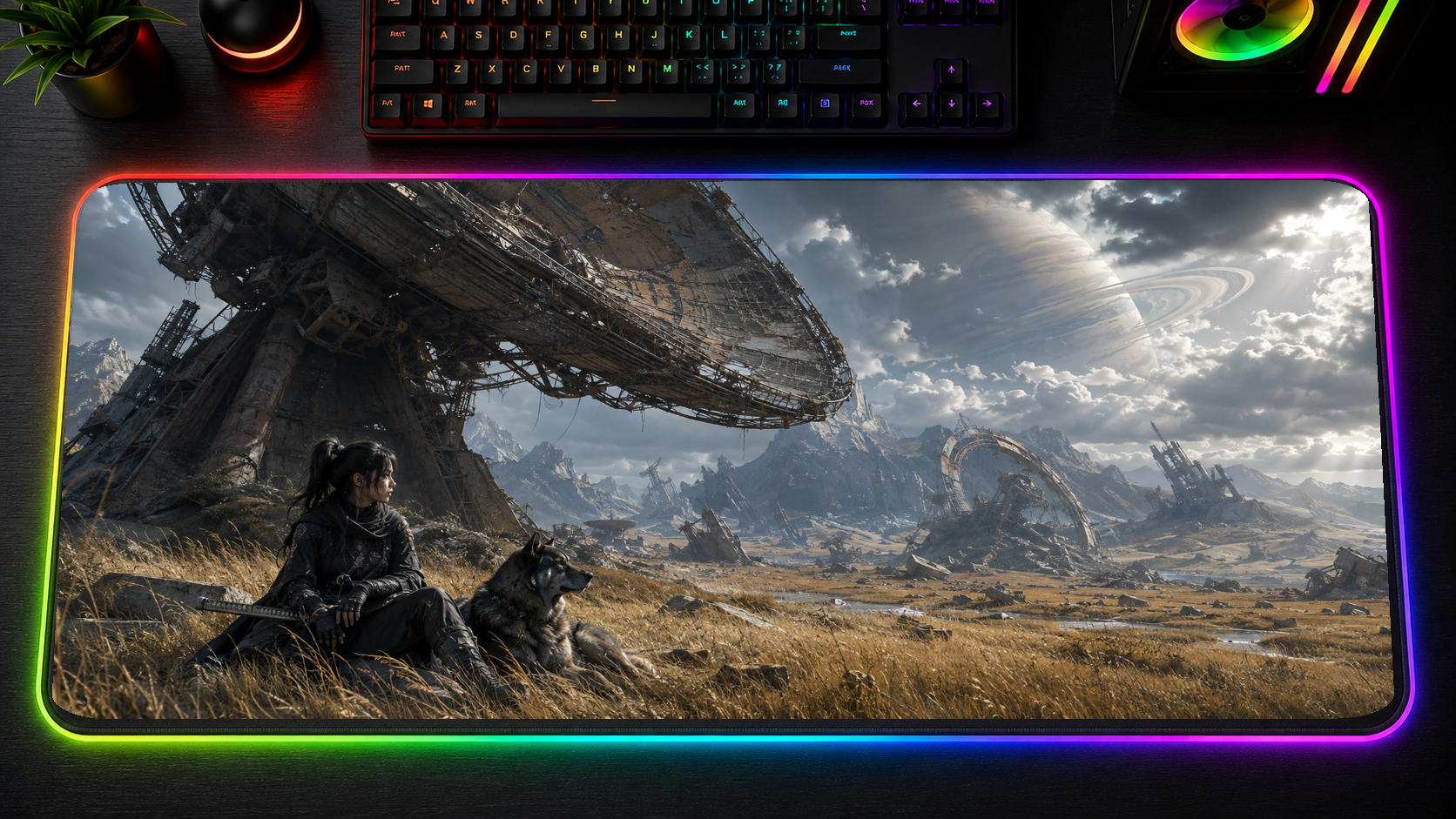 Beast of Reincarnation inspired XXL gaming mouse pad 08 LED RGB version, 3 mm thick