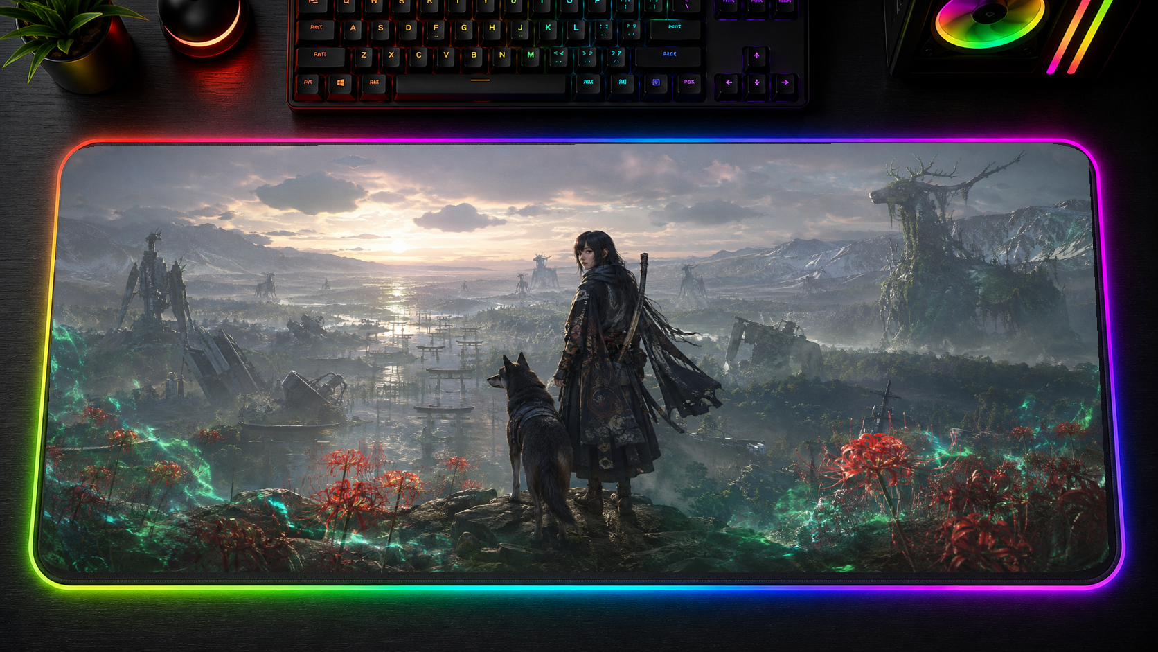 Beast of Reincarnation inspired XXL gaming mouse pad 10 LED RGB version, 3 mm thick