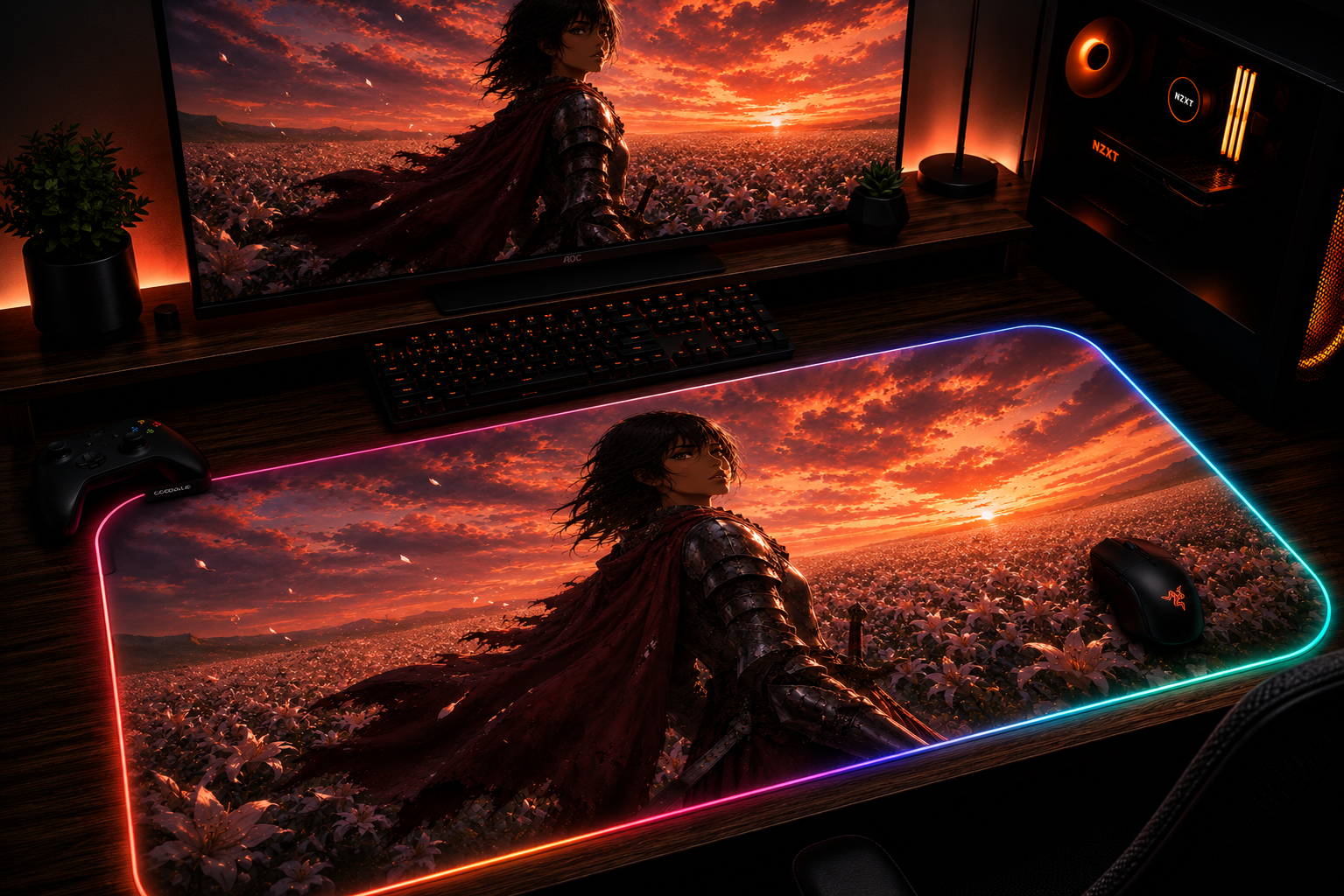 Berserk inspired XXL gaming mouse pad 05 LED version