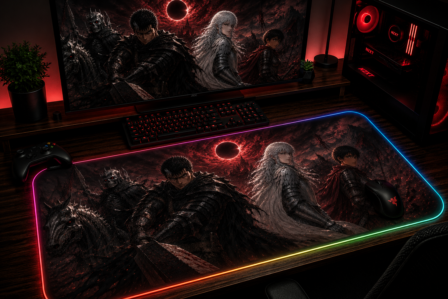 Berserk inspired XXL gaming mouse pad 07 LED version