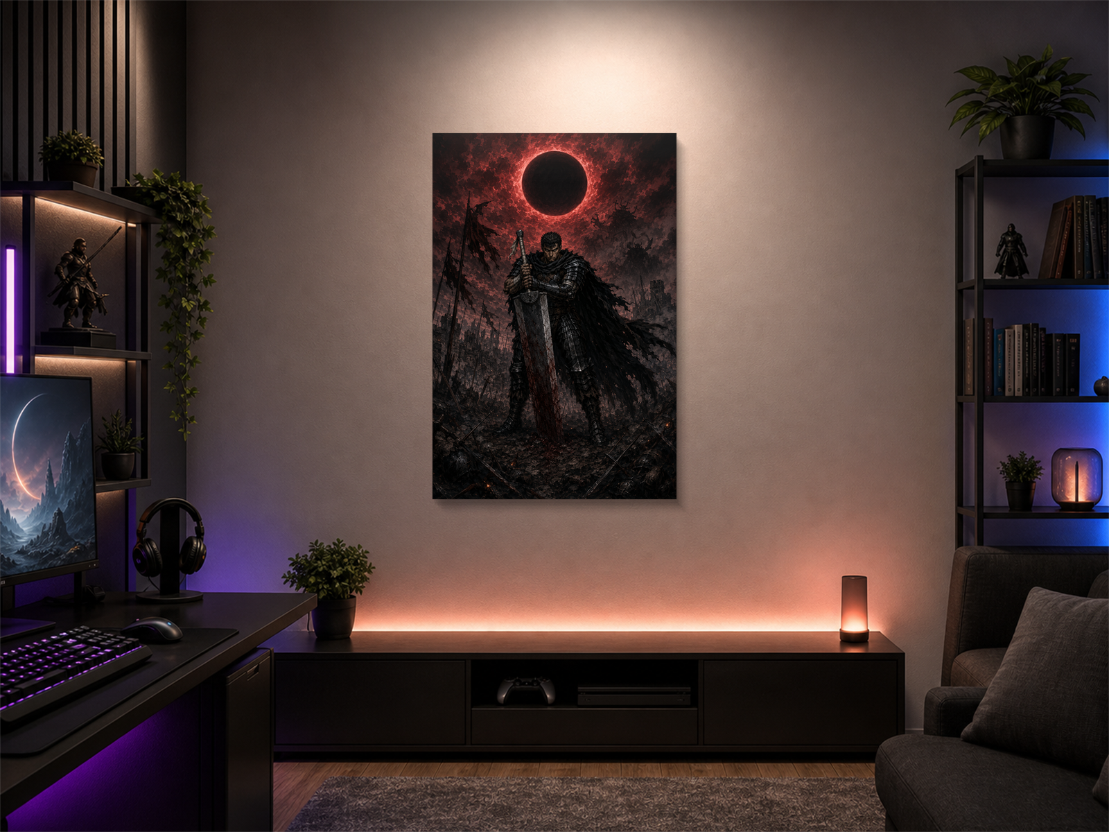 Berserk inspired canvas poster 01 room mockup