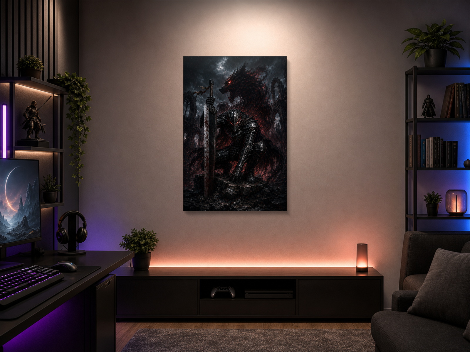 Berserk inspired canvas poster 05 room mockup