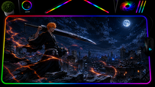 Bleach inspired XXL RGB LED gaming mouse pad 01, 3 mm thick