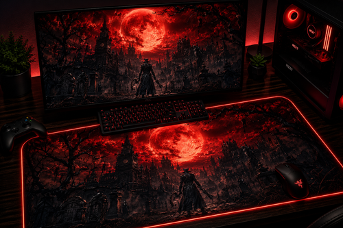 Bloodborne Inspired XXL Gaming Mouse Pad 01 LED