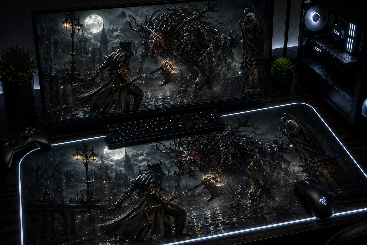 Bloodborne Inspired XXL Gaming Mouse Pad 02 LED