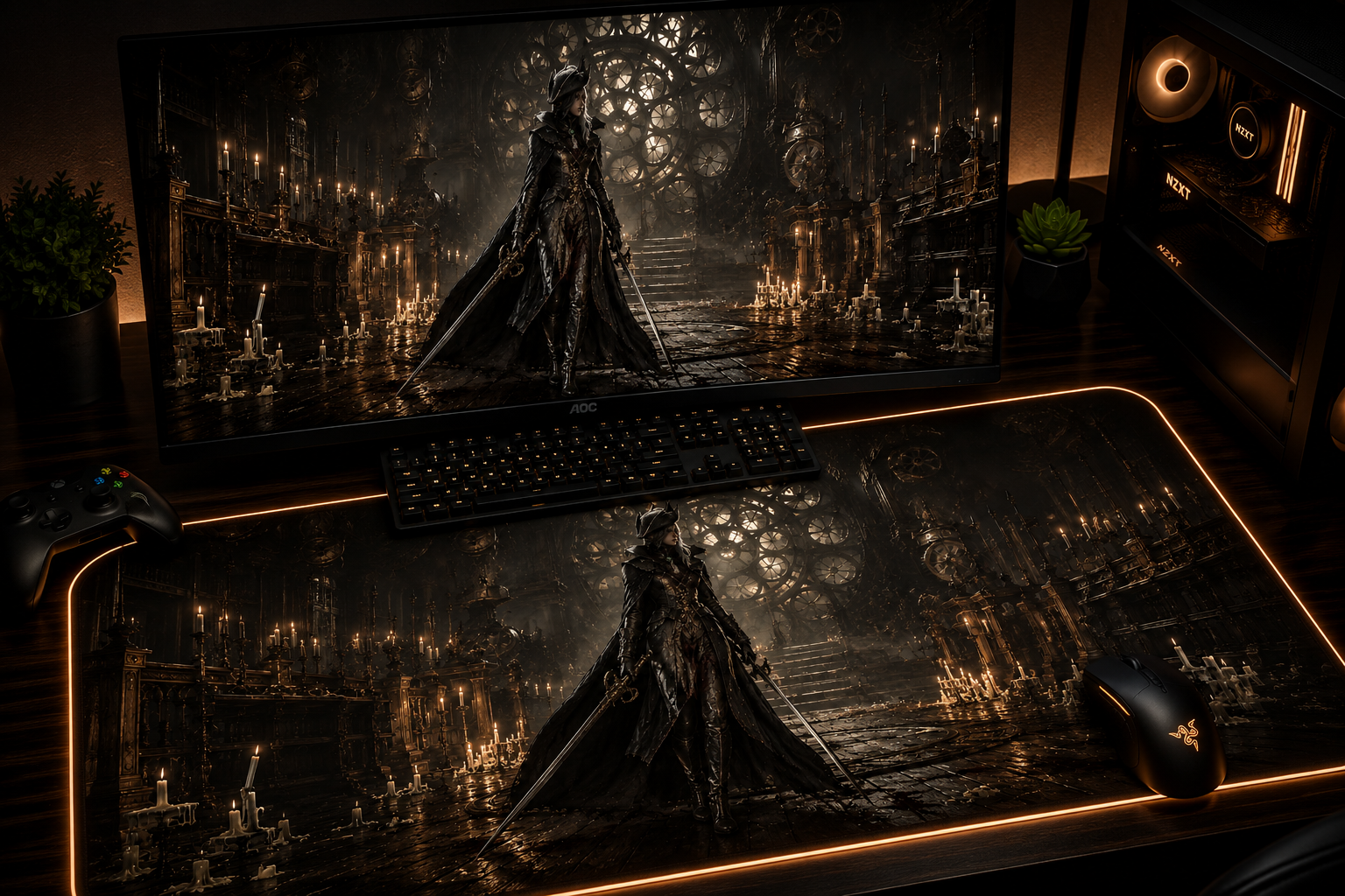 Bloodborne Inspired XXL Gaming Mouse Pad 03 LED