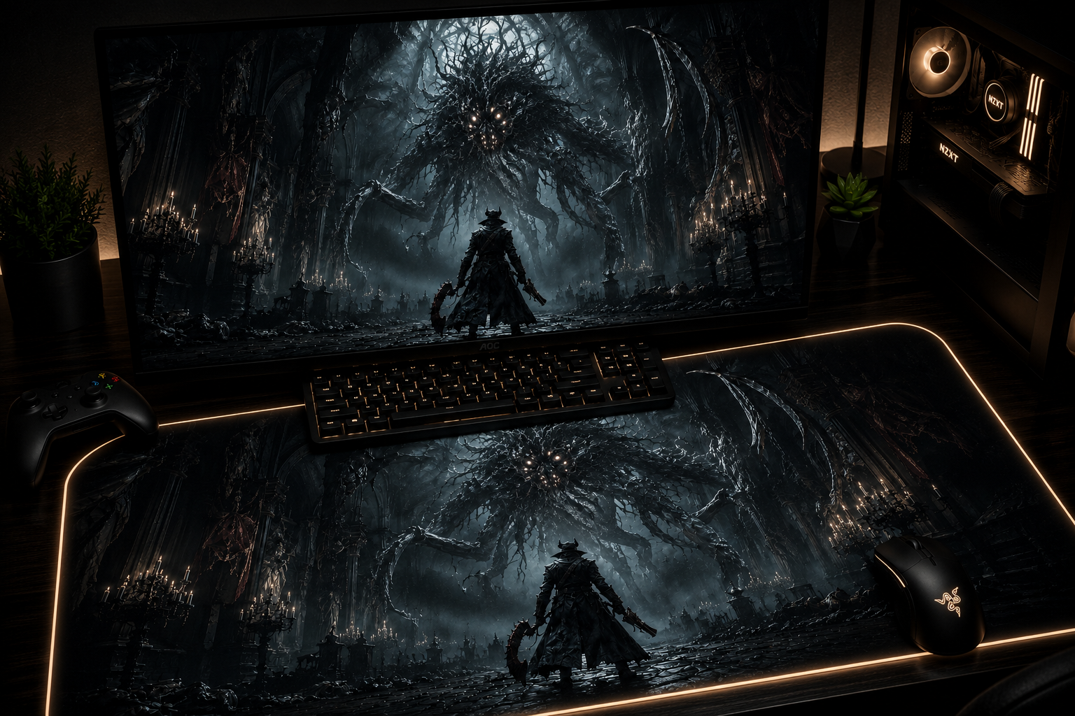 Bloodborne Inspired XXL Gaming Mouse Pad 04 LED