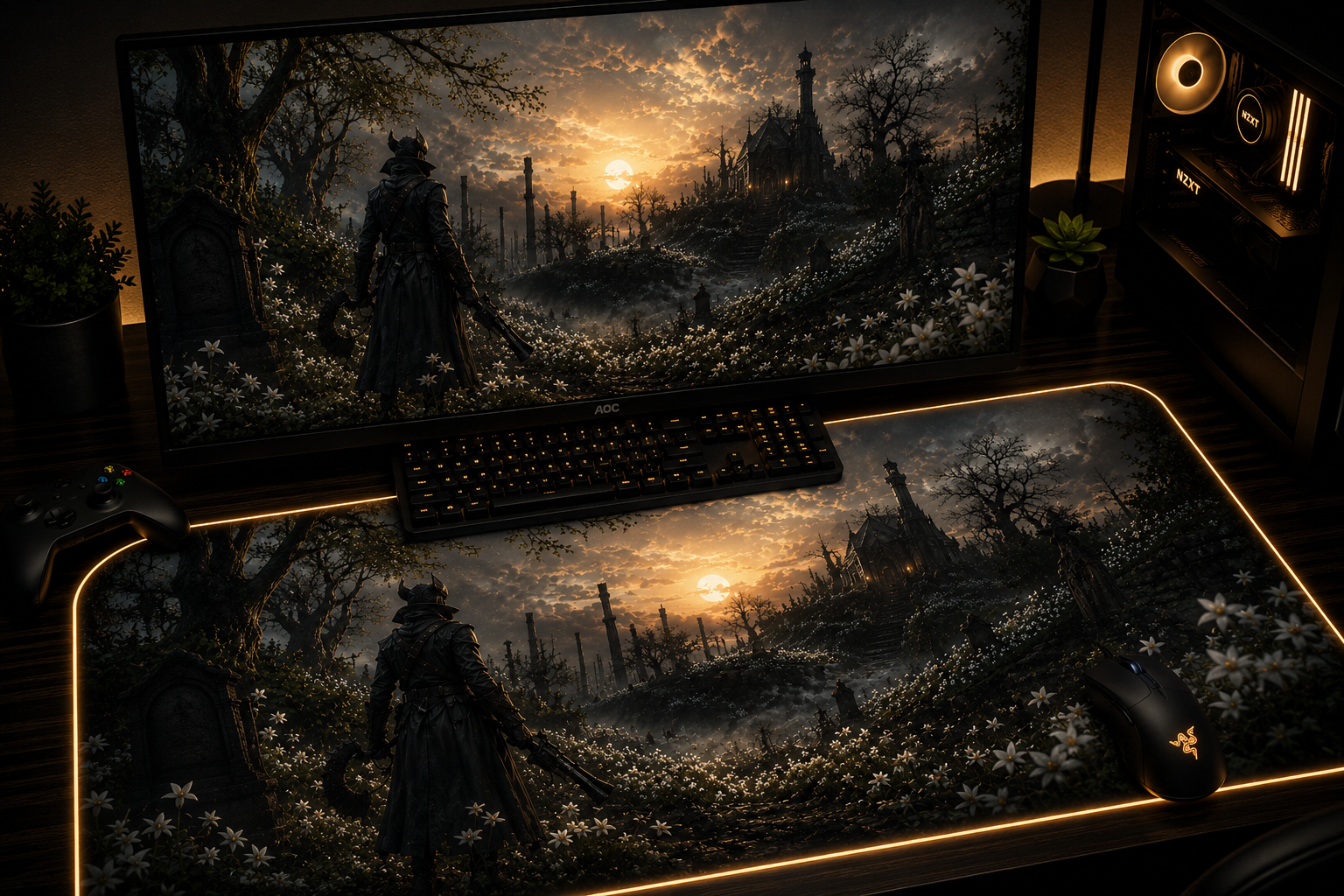 Bloodborne Inspired XXL Gaming Mouse Pad 05 LED