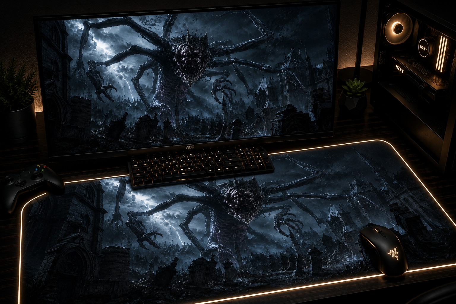 Bloodborne Inspired XXL Gaming Mouse Pad 06 LED