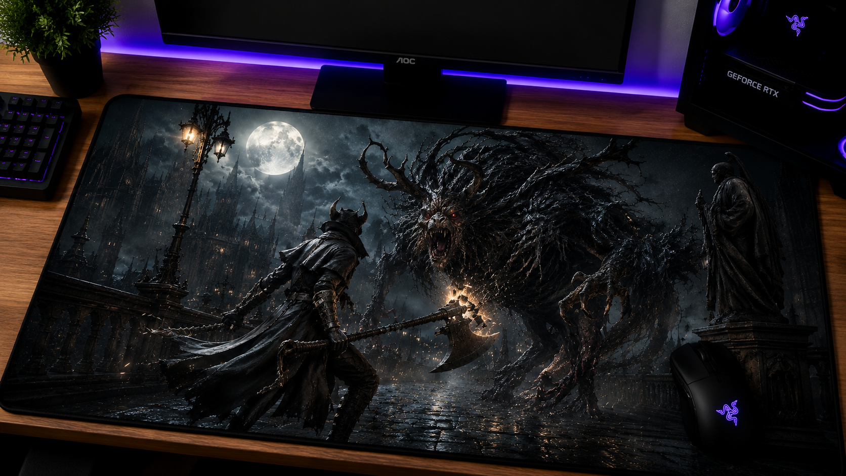 Bloodborne Inspired XXL Gaming Mouse Pad 02 Non-LED