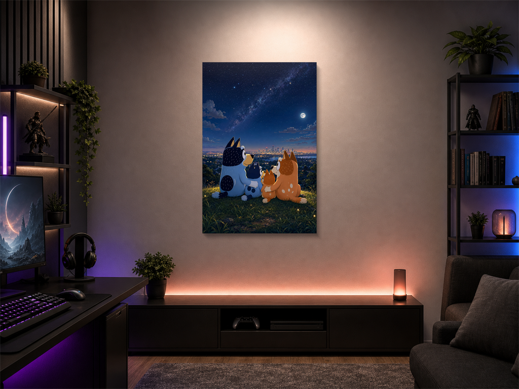 Bluey inspired canvas poster room mockup 04