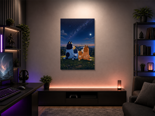Bluey inspired canvas poster room mockup 04