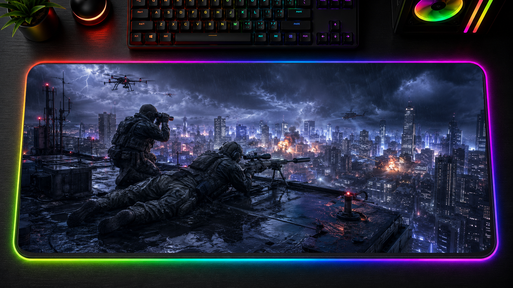 Call of Duty inspired XXL gaming mouse pad 07 LED RGB version, 3 mm thick