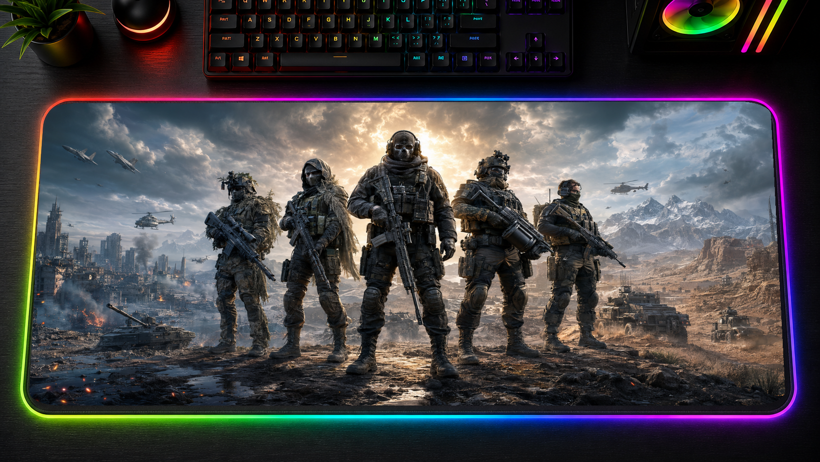 Call of Duty inspired XXL gaming mouse pad 10 LED RGB version, 3 mm thick