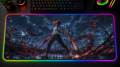 Chainsaw Man inspired XXL gaming mouse pad 01 LED version, 3 mm thick