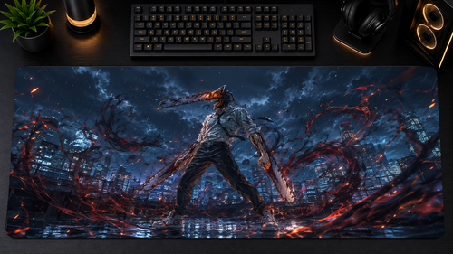Chainsaw Man inspired XXL gaming mouse pad 01 Non-LED version, 3 mm thick