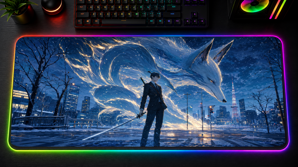 Chainsaw Man inspired XXL gaming mouse pad 02 LED version, 3 mm thick