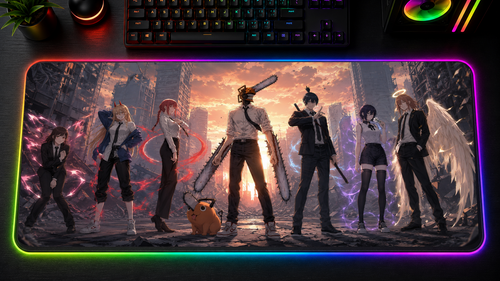 Chainsaw Man inspired XXL gaming mouse pad 04 LED version, 3 mm thick