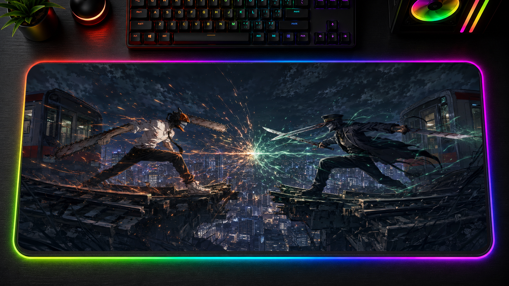 Chainsaw Man inspired XXL gaming mouse pad 05 LED version, 3 mm thick