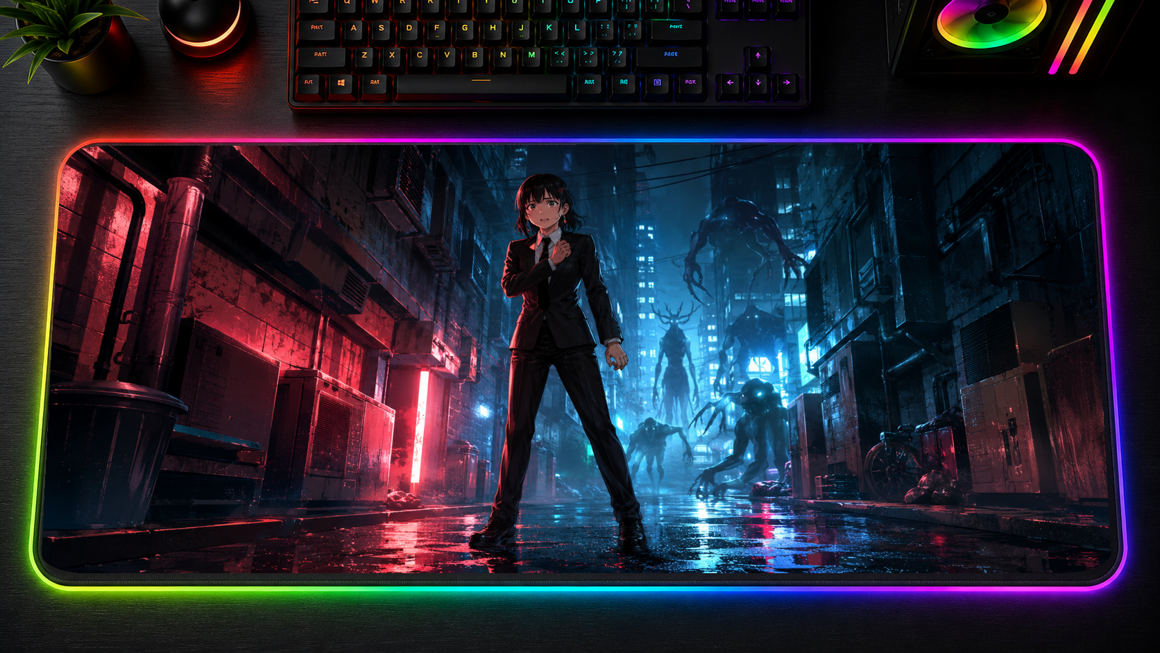Chainsaw Man inspired XXL gaming mouse pad 06 LED version, 3 mm thick