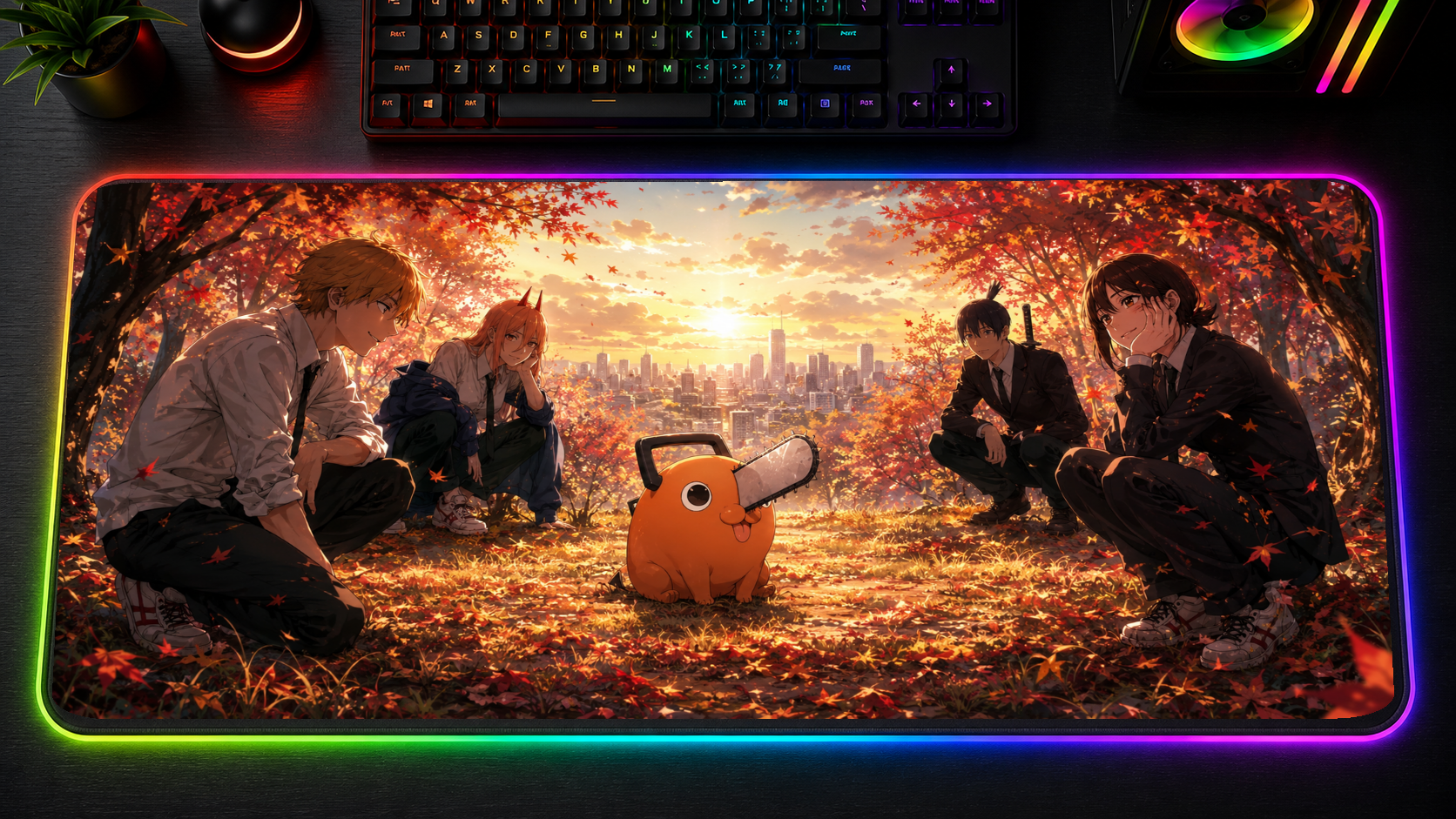 Chainsaw Man inspired XXL gaming mouse pad 08 LED version, 3 mm thick