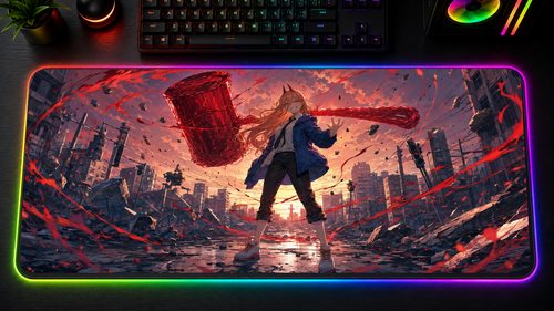 Chainsaw Man inspired XXL gaming mouse pad 09 LED version, 3 mm thick