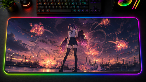 Chainsaw Man inspired XXL gaming mouse pad 10 LED version, 3 mm thick