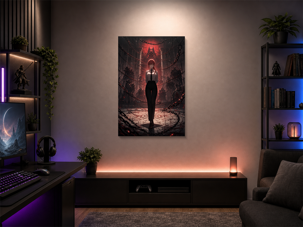 Chainsaw Man inspired canvas poster room mockup 04