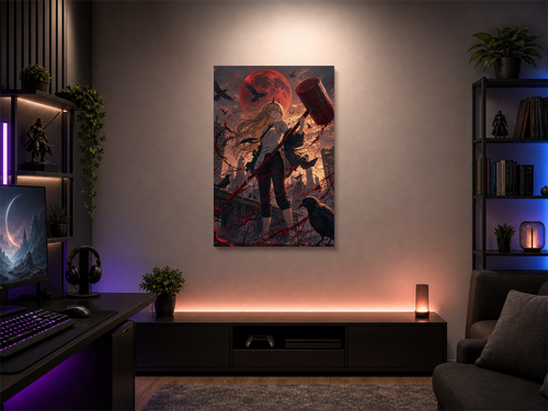 Chainsaw Man inspired canvas poster room mockup 05