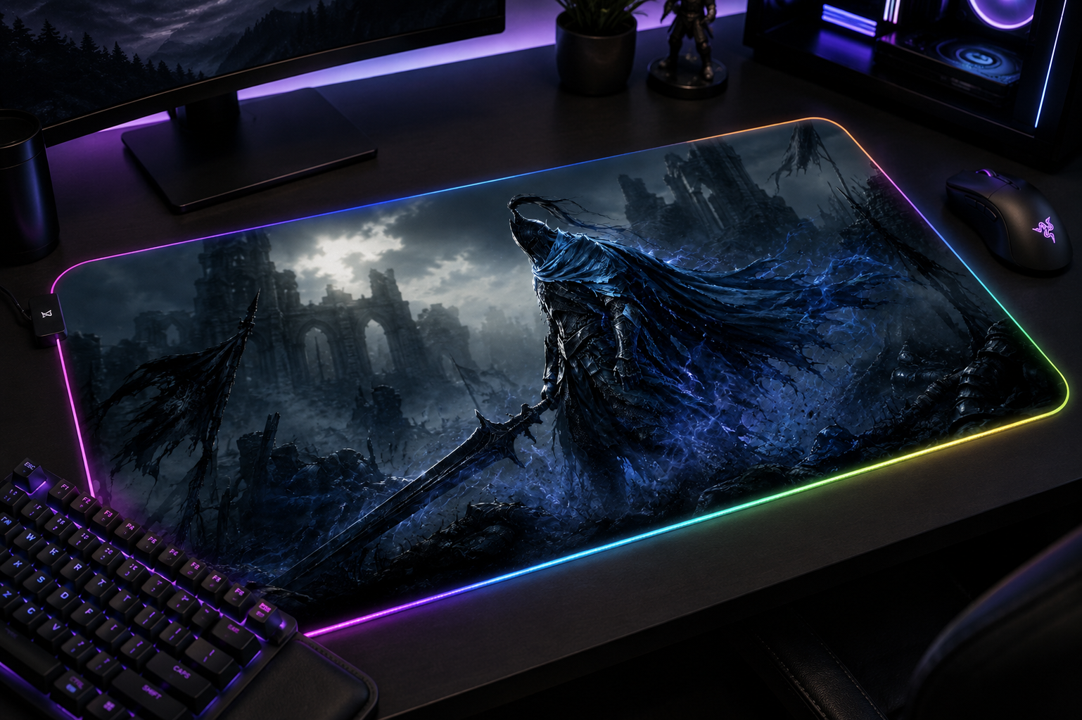 Dark Souls inspired XXL gaming mouse pad 01 LED version, 3 mm thick
