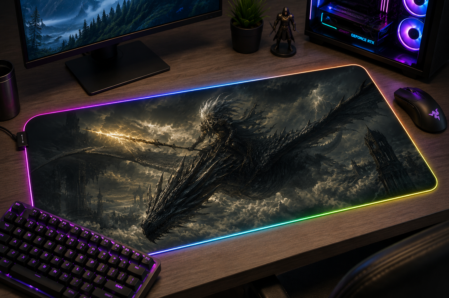 Dark Souls inspired XXL gaming mouse pad 04 LED version, 3 mm thick