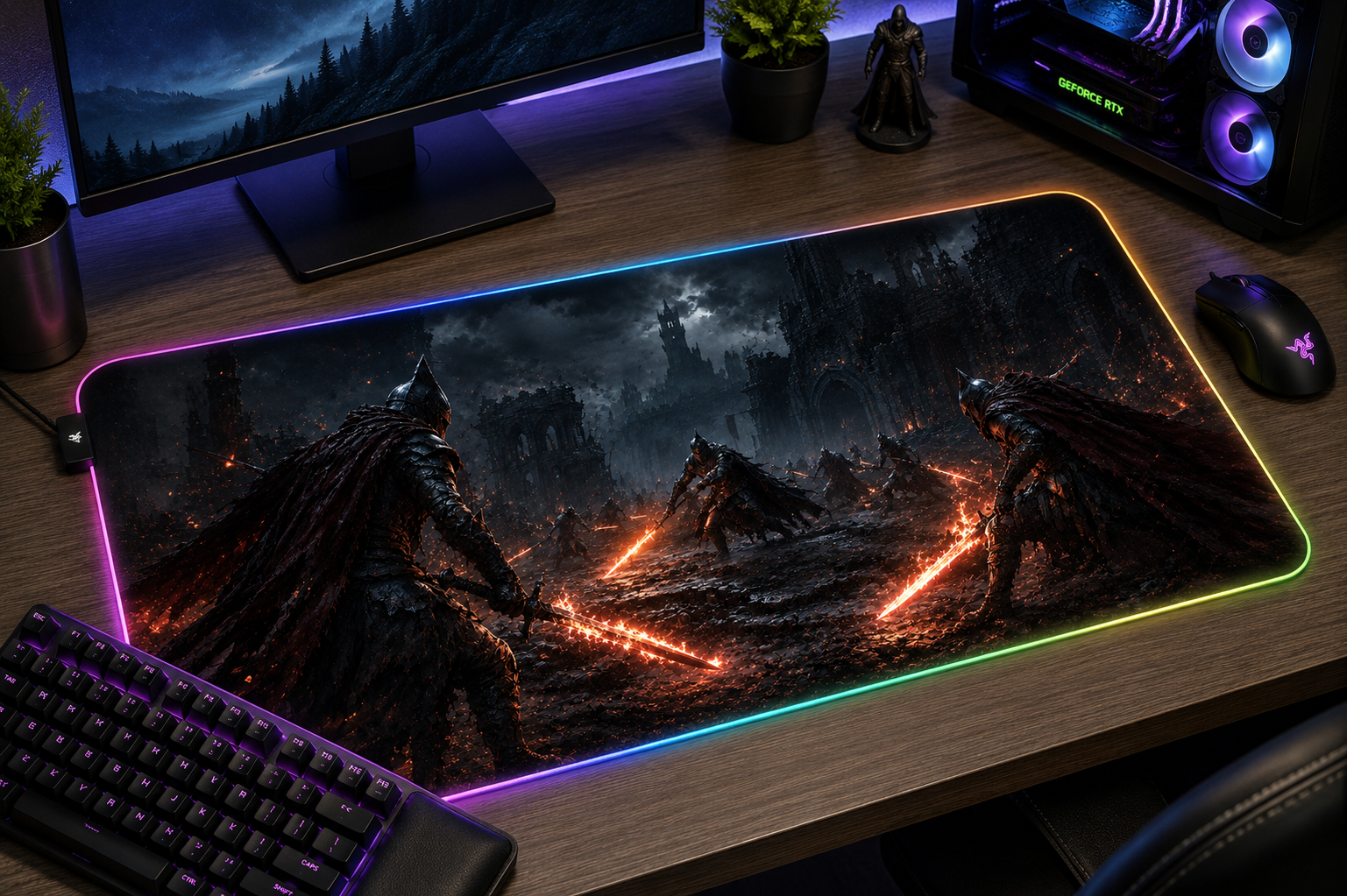 Dark Souls inspired XXL gaming mouse pad 05 LED version, 3 mm thick