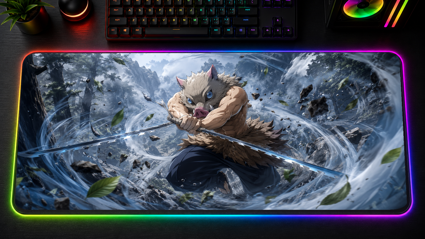 Demon Slayer inspired XXL gaming mouse pad 05 LED version, 3 mm thick