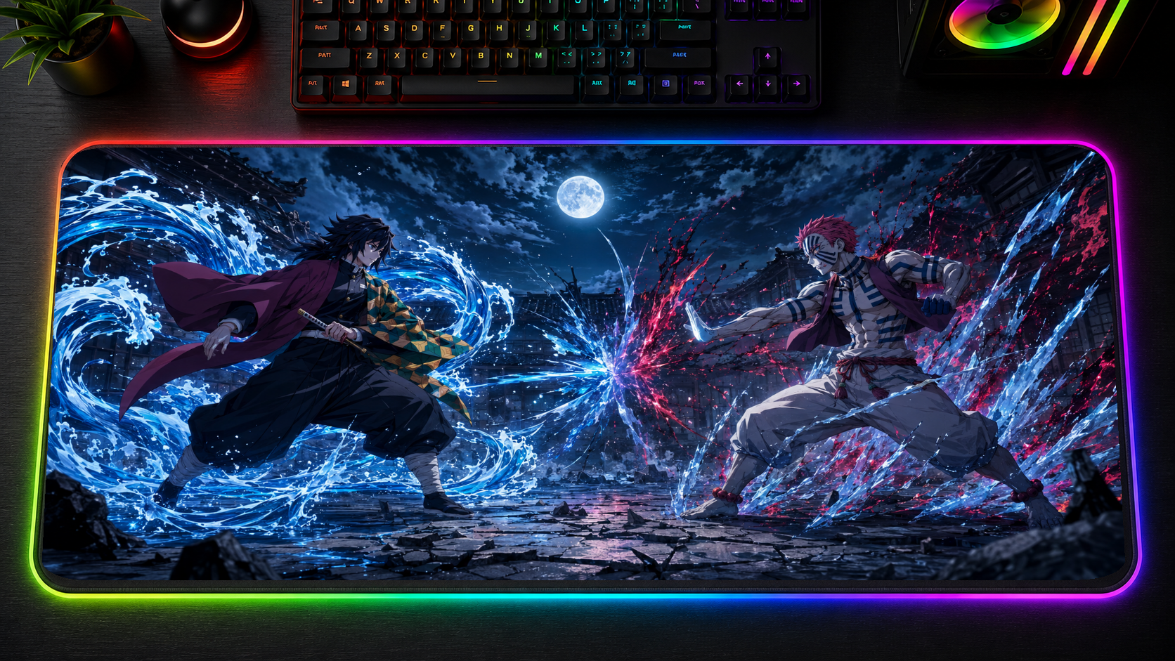 Demon Slayer inspired XXL gaming mouse pad 06 LED version, 3 mm thick