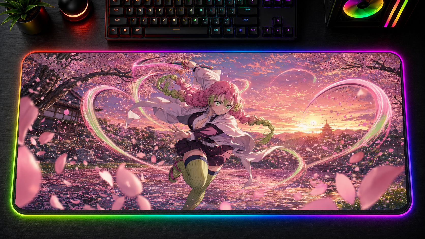 Demon Slayer inspired XXL gaming mouse pad 07 LED version, 3 mm thick