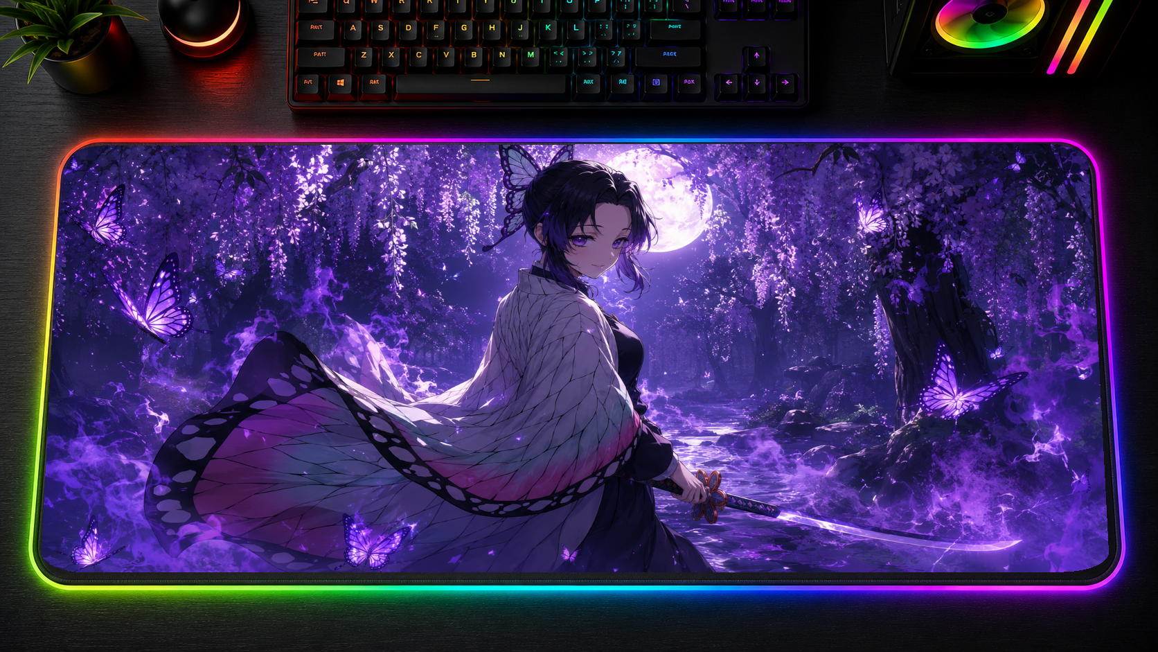 Demon Slayer inspired XXL gaming mouse pad 08 LED version, 3 mm thick