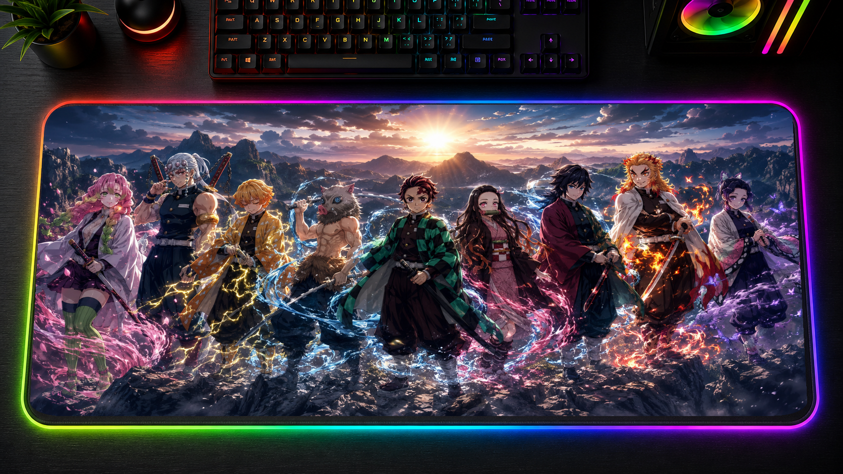 Demon Slayer inspired XXL gaming mouse pad 09 LED version, 3 mm thick