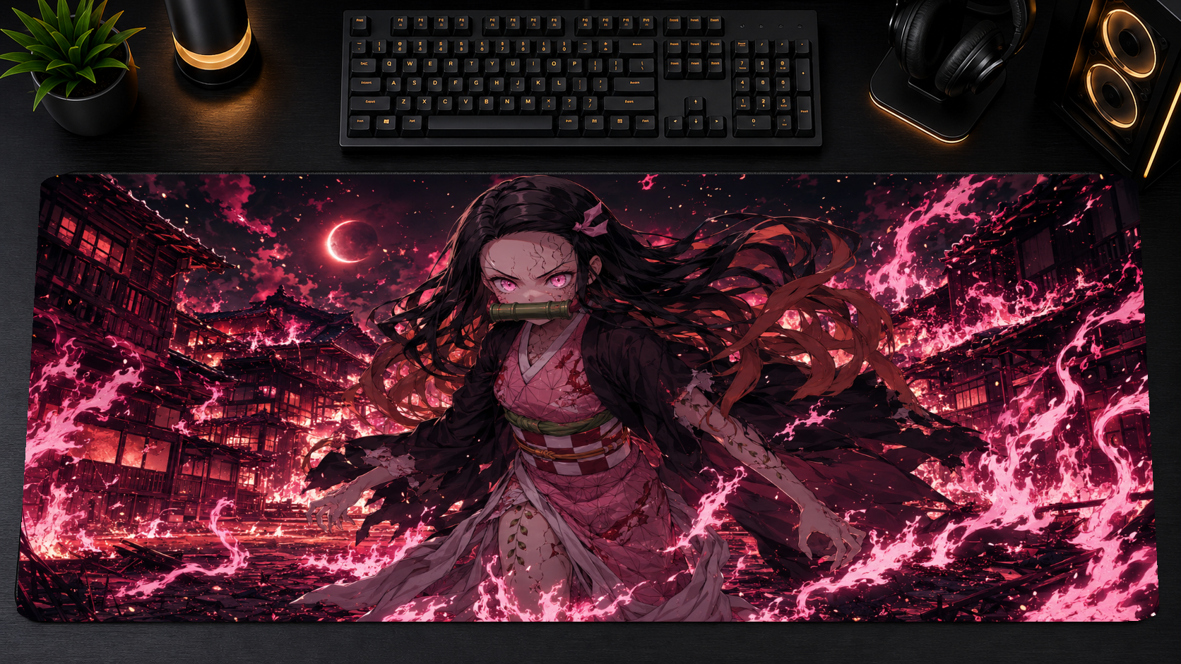 Demon Slayer inspired XXL gaming mouse pad 01 Non-LED version, 3 mm thick