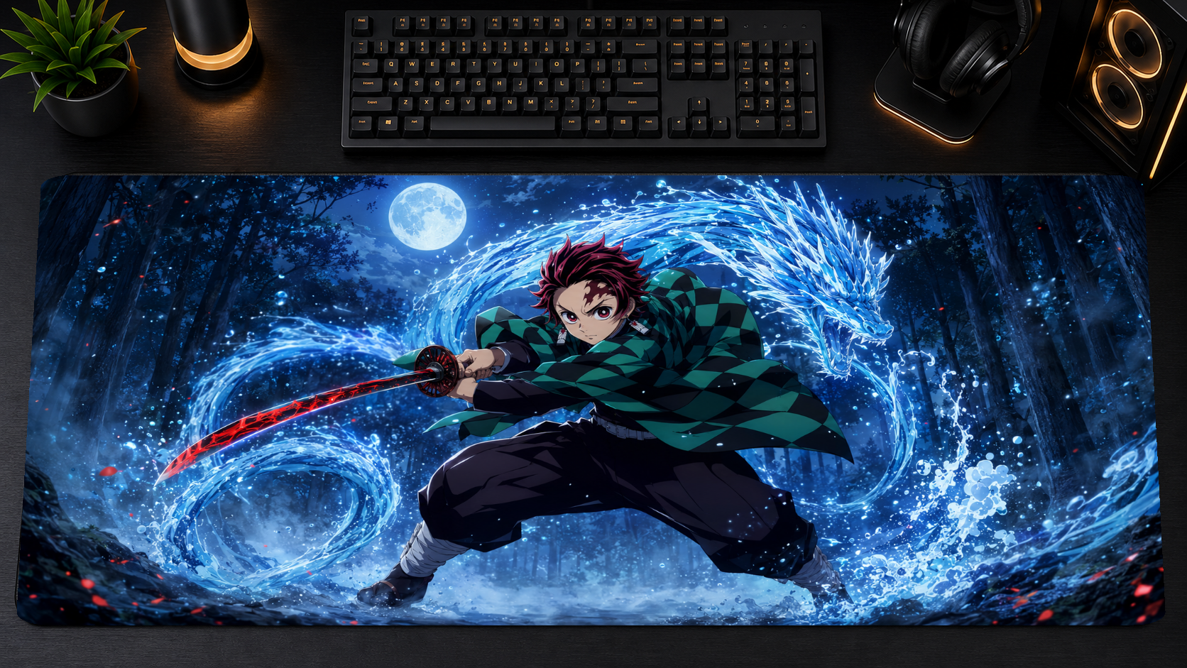 Demon Slayer inspired XXL gaming mouse pad 02 Non-LED version, 3 mm thick